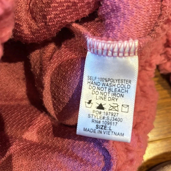ShineStar Fushia pink plush Teddy Fuzzy Sherpa half zip Sweatshirt Sz L - Picture 6 of 15